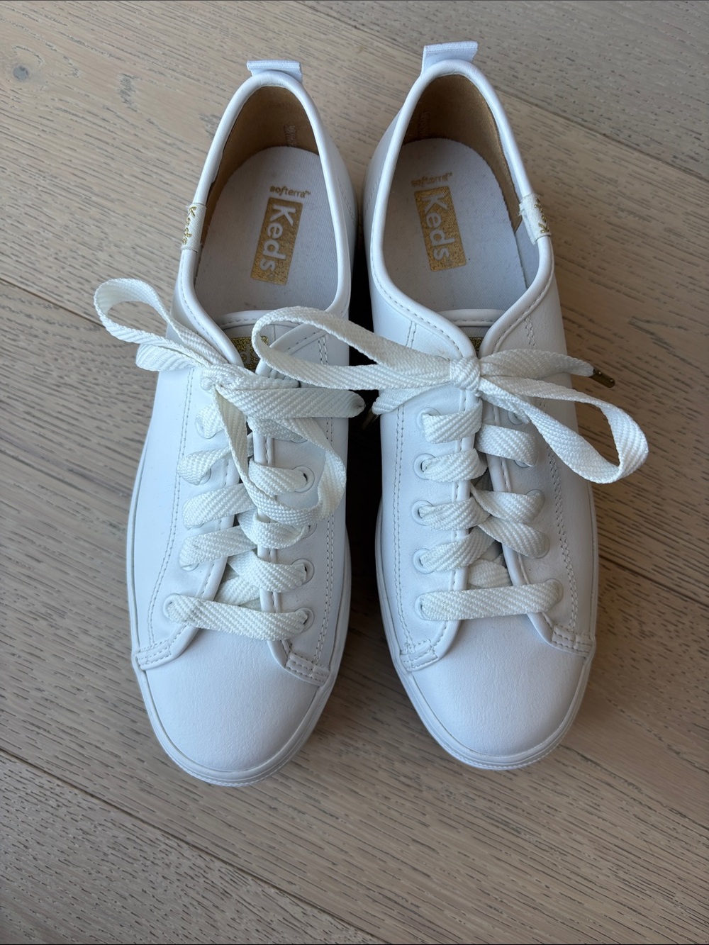 Keds White Leather Triple-up Platform Sneakers